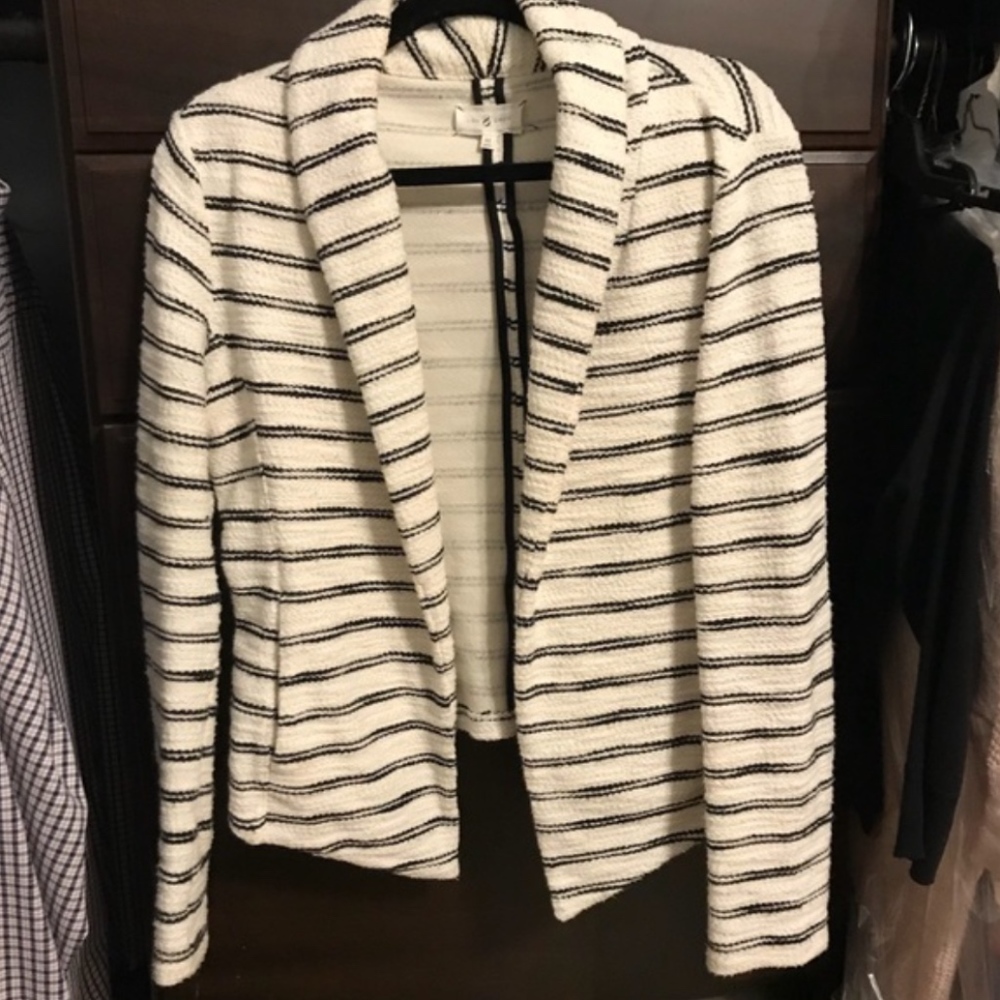Lou & Grey Blazer White with Black Stripes LOFT